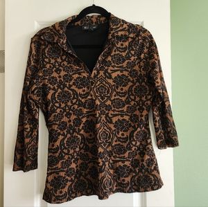 INC black and burnt orange collard shirt